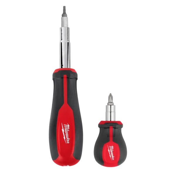 Milwaukee 2pc 11-in-1 Multi-Bit Screwdriver and 6-IN-1 Stubby Multi-Bit Screwdriver Set