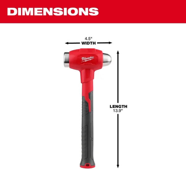 Milwaukee 32oz Dead Blow Ball Peen Hammer - Image 2